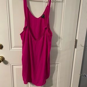 Pink thick spaghetti strap dress shirt